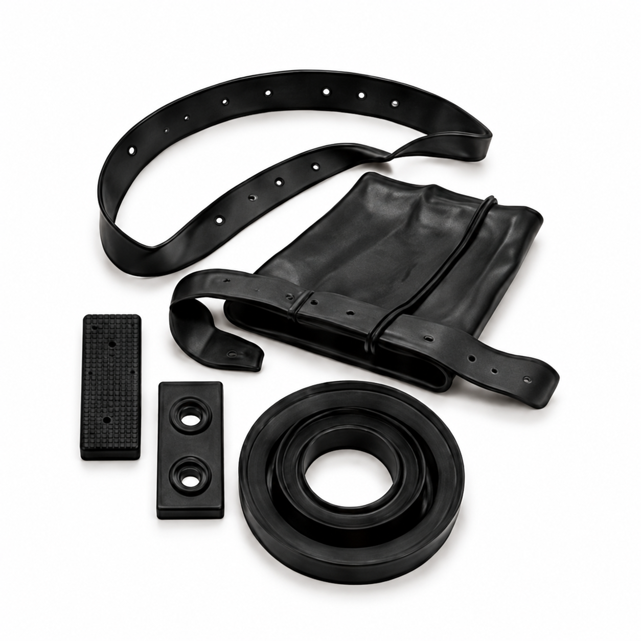 Examples of custom rubber strip and molded components